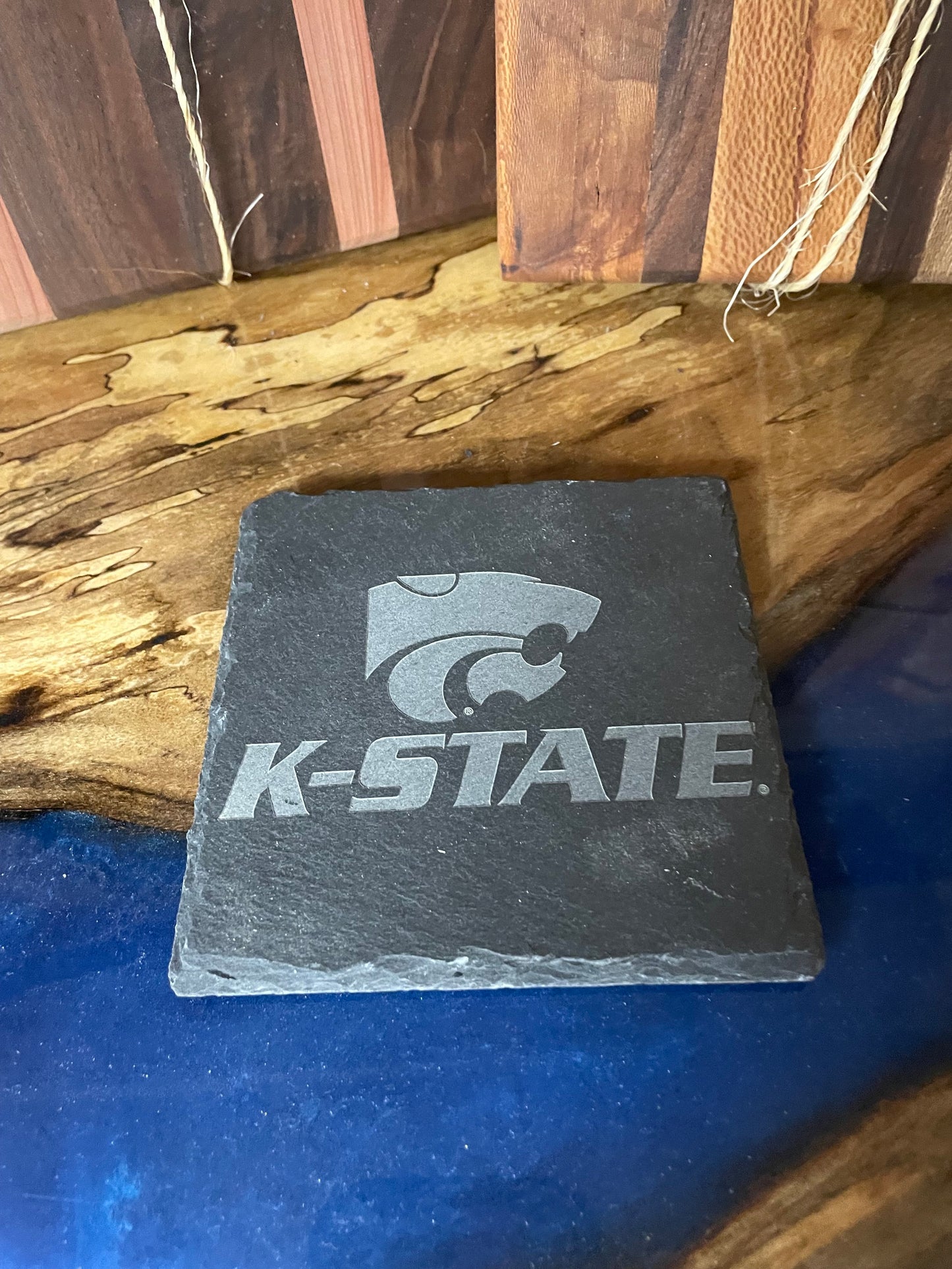 Power Cat and K-State Four pack of slate coasters