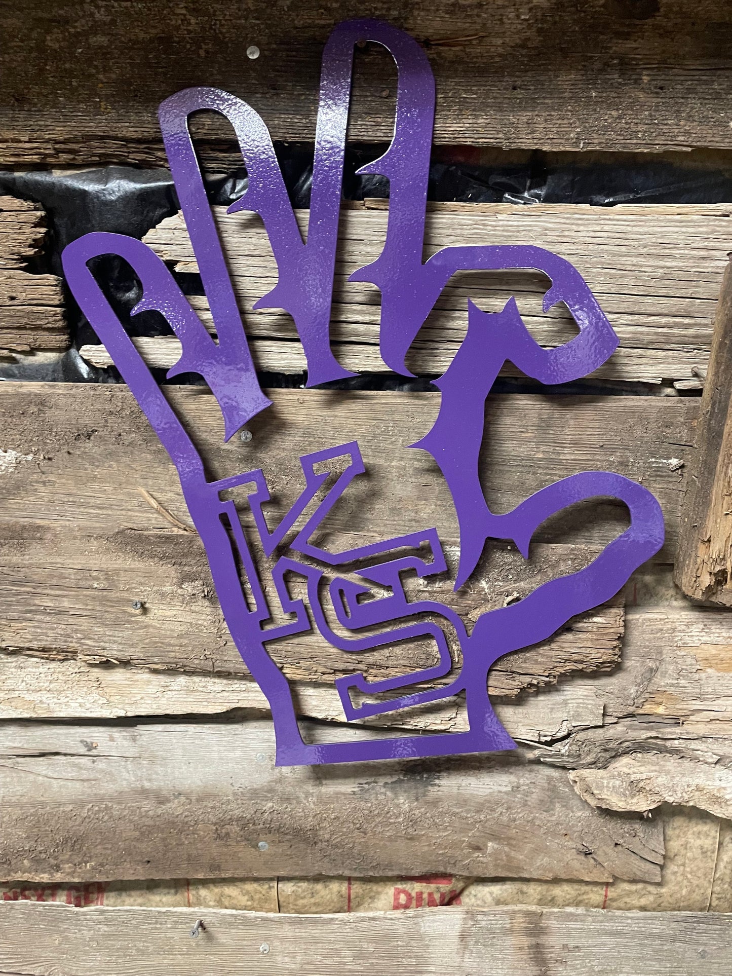 Wildcat Hand Sign with Baseball logo metal sign