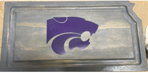 Grey Kansas Shape with Epoxy Power Cat Cutting Board