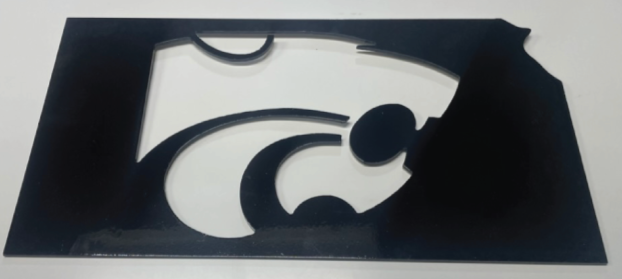 Kansas Outline with Power Cat Metal Sign