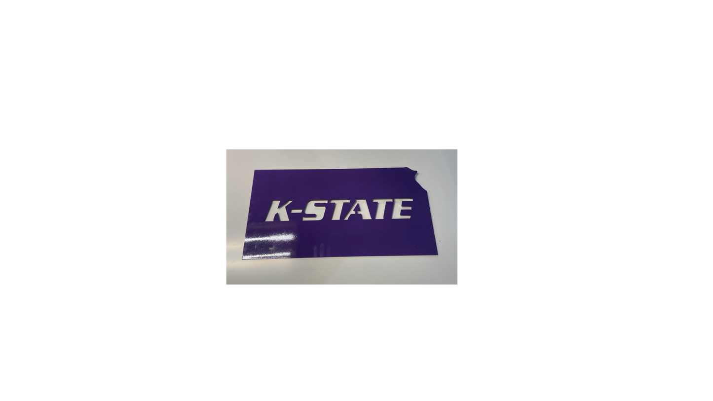 Kansas Outline with K-State LED Metal Sign