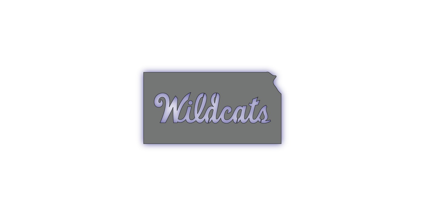 Kansas Outline with Wildcats LED Metal Sign