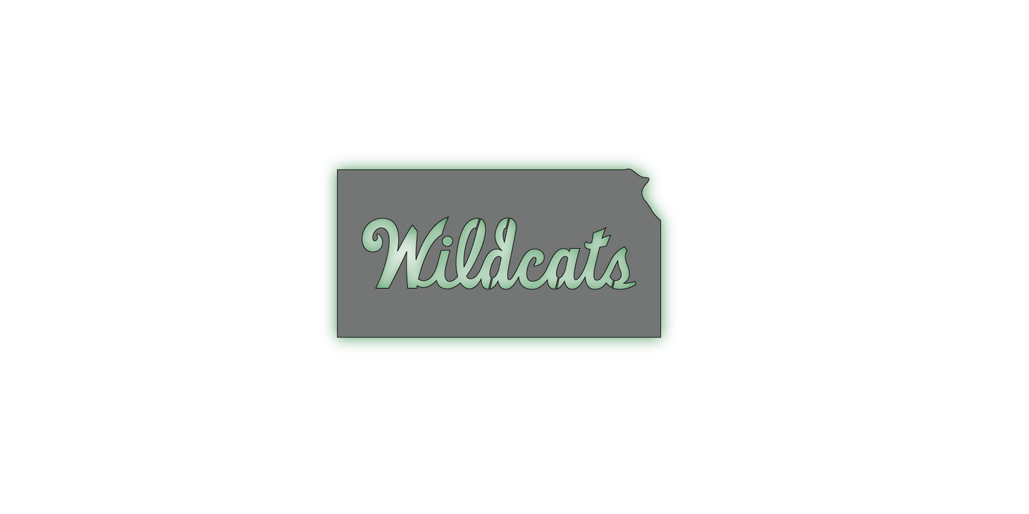 Kansas Outline with Wildcats LED Metal Sign