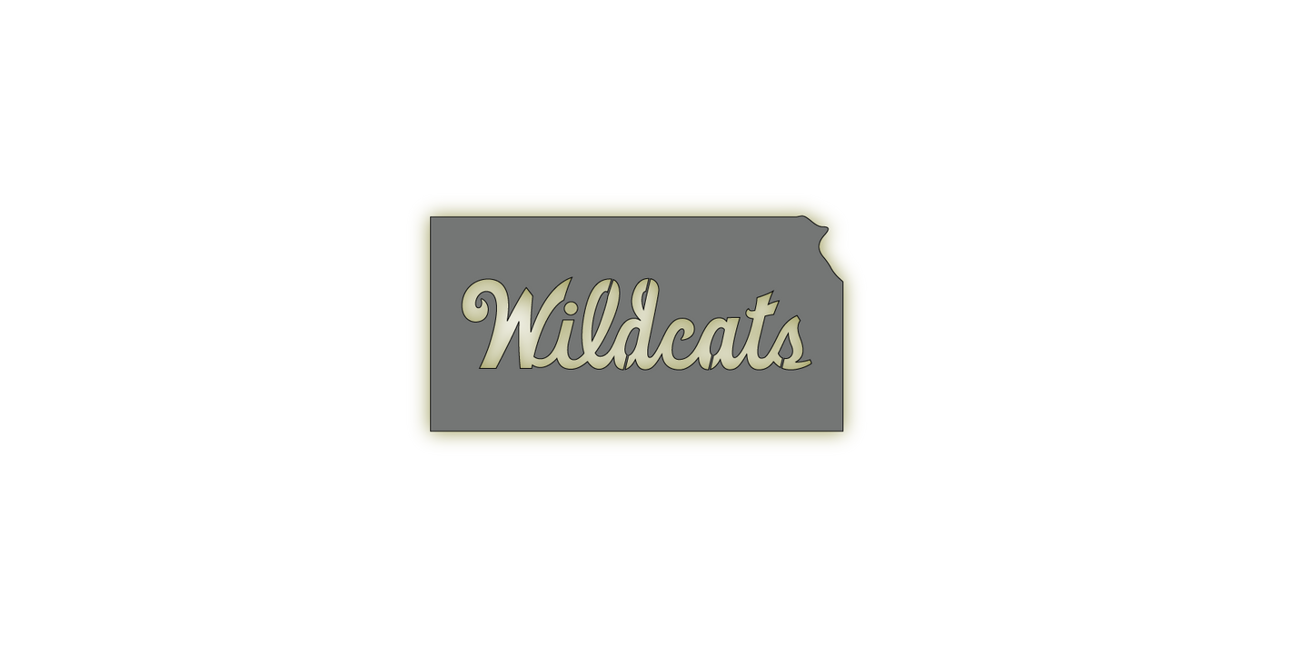 Kansas Outline with Wildcats LED Metal Sign