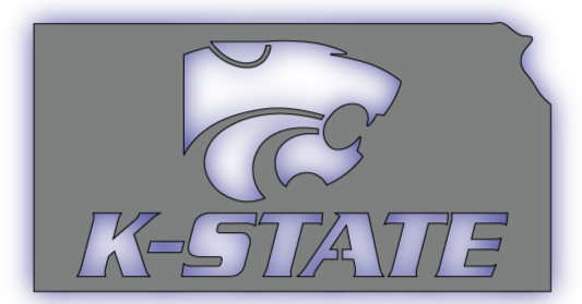 Kansas Outline with K-State and Power Cat LED Metal Sign