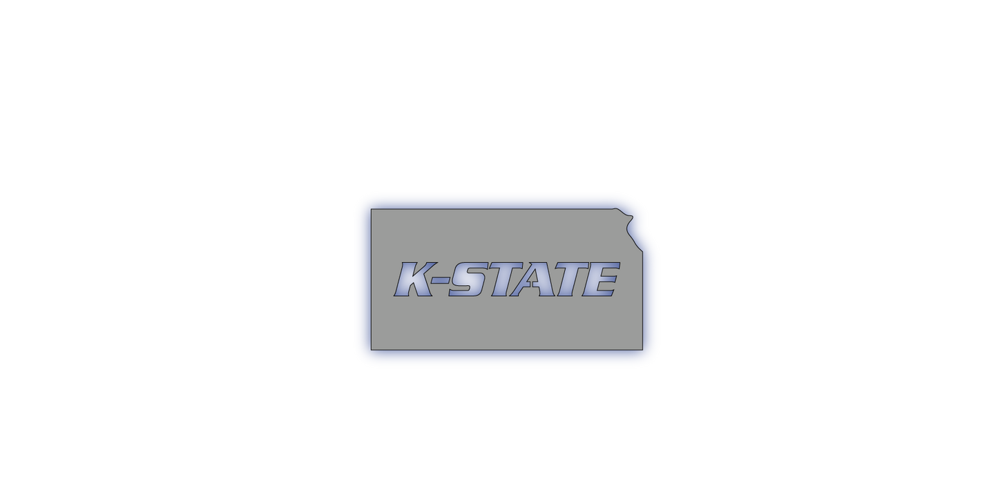 Kansas Outline with K-State LED Metal Sign