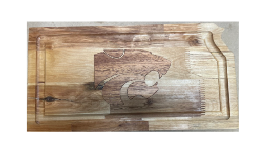 Kansas Shape with Mahogany Power Cat Cutting Board