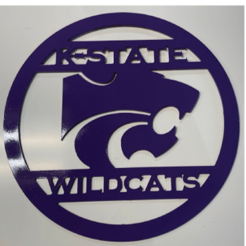 K-State Power Cat with Lines Metal Sign