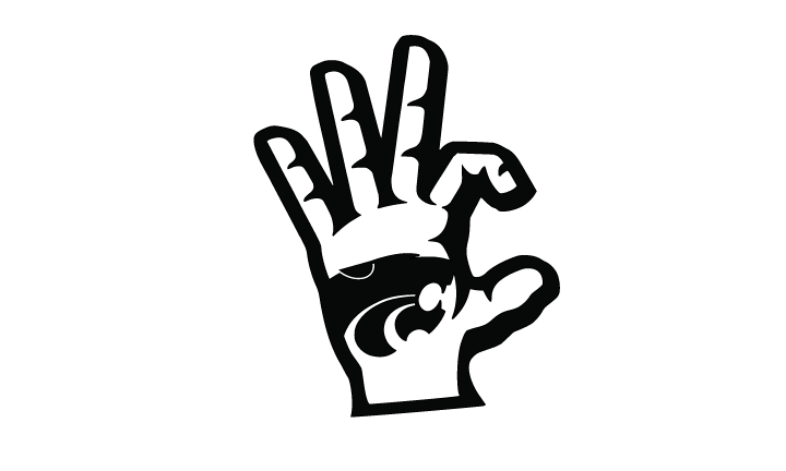 Wildcat hand with PowerCat metal sign