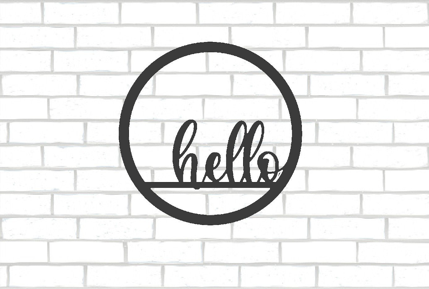 Hello Circle Metal Sign