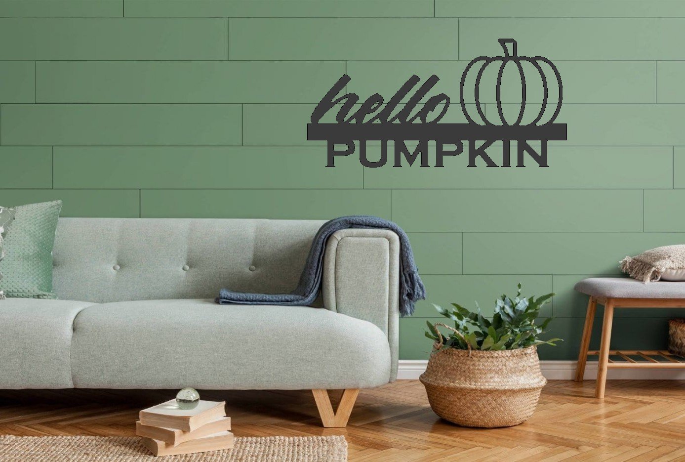 Hello Pumpkin Metal Sign