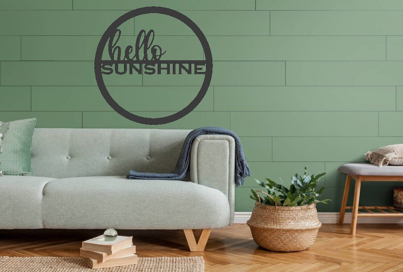 Hello Sunshine Circle Metal Sign