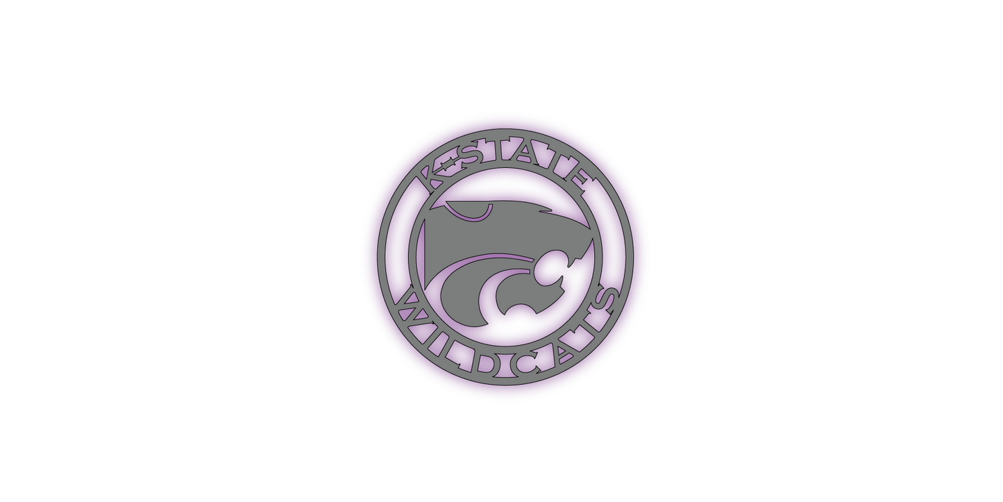 K-State Power Cat Round LED Metal Sign