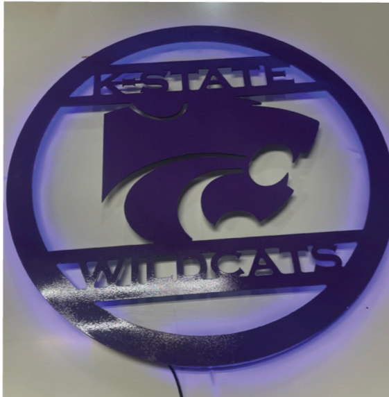 K-State Power Cat Line Wording LED Metal Sign