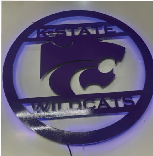 K-State Power Cat Line Wording LED Metal Sign