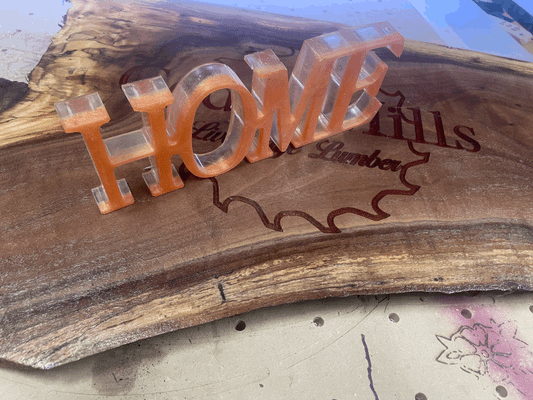 Epoxy home sign (clear & orange)